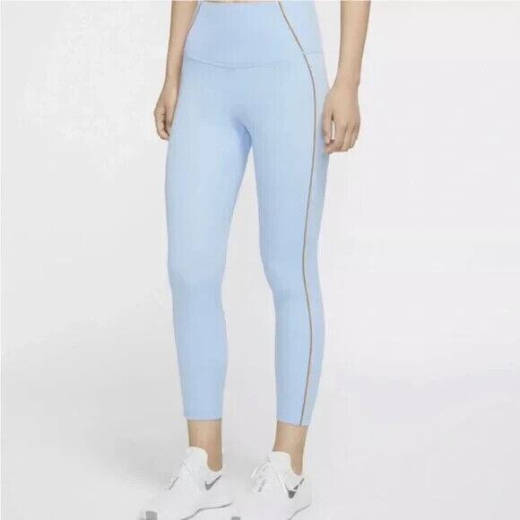 Nike Dri Fit Vintage Vinyasa 7/8 Leggings Sky Blue Rainbow Stripe Size Small - Picture 1 of 8